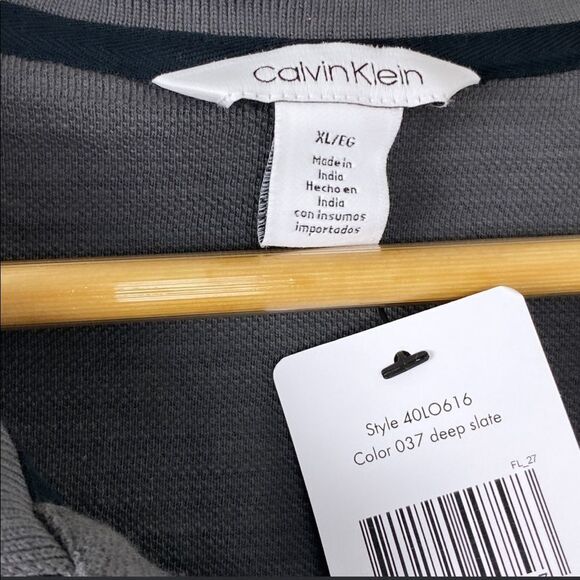 NWT Calvin Klein Grey  100% Cotton Polo Sz XL - Picture 4 of 6